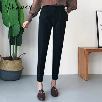 Yitimoky Takım Elbise Pantolon Kadın Yeni 3XL Ofis Bayan Gevşek Katı harem pantolon Zarif Yüksek Bel Kore Siyah Bej Zarif Pantolon