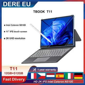 DERE T11 Dizüstü Ultra HD 2K IPS Intel Celeron N5100 12GB RAM +512GB SSD Ofis 11 inç Dokunmatik Ekran Öğrenme Windows 11 Dizüstü Bilgisayar