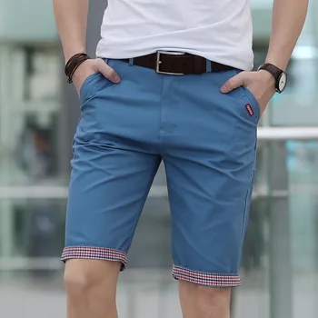 Artı boyutu 28-40 erkek şort yaz rahat resmi moda pamuk Bermuda Slim Fit pantolon kemer Yok