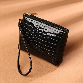 Kısa Kadın cüzdan Fermuarlı çanta Moda Timsah Doku Cep Mini Moda Timsah bozuk para cüzdanı kart tutucu Kız İçin