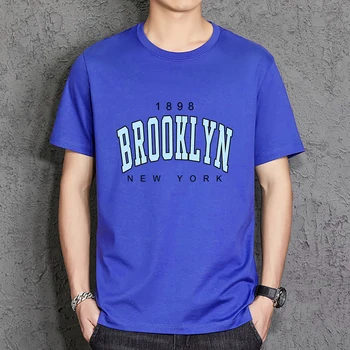 1898 Brooklyn New York Erkek Tişörtleri Pamuk Büyük Boy Tee Gömlek Spor Tüm Maç Kısa Kollu Temel Rahat Tee Gömlek Erkekler İçin