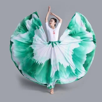Ulusal Çin Tarzı Klasik Dans Elbise Kadın Modern Büyük Salıncak Etekler Uygulama Performansı dans kostümü 360/720 Derece