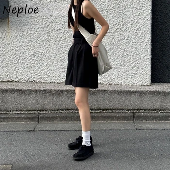 Neploe Moda Yüksek Bel Kadın Pantolon Rahat Düz Yumuşak Gevşek Şort Japonya Erken Sonbahar Dantelli Çentikli Şort Kadınlar ıçin