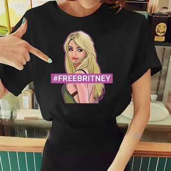 Britney Spears Şekil Grafik Baskı Kadın T Shirt Karikatür Yaz Op Bayanlar Kadın Ee-Bayan Giyim 