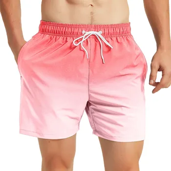 Erkek İlkbahar Ve Yaz Düz Renk Degrade İpli Çabuk Kuruyan Nefes plaj pantolonları günlük kıyafetler Erkekler Kısa Şort