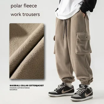 Yeni Kış Polar Pantolon Erkekler Sıcak Kalın Rahat harem pantolon Kore Sweatpants Erkek Pantolon Moda Erkekler Joggers Kargo Pantolon