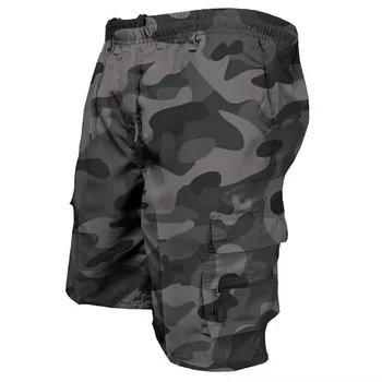 Yaz Erkek Moda Askeri Kargo Şort erkek Kargo İş Şort Askeri Tarzı Düz İş Cep Elastik kısa pantolon