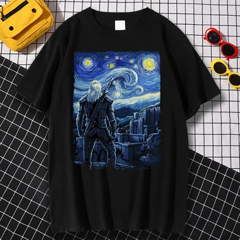 Serin Yıldızlı Kaer Morhen Baskılar 2022 Yeni Erkek T-Shirt Çift Kaliteli T-Shirt Yaz Gevşek Tee Giyim Vintage Üstleri Erkek Üstleri