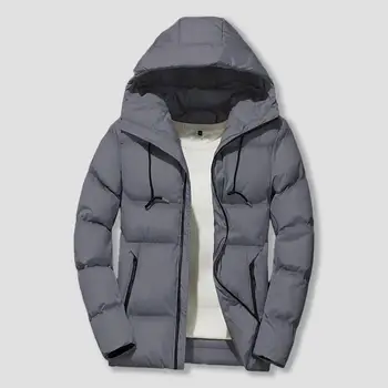 Kış Erkek Parkas Yastıklı Tüm Maç Düz Renk Uzun Kollu Fermuar kapüşonlu ceket Ceket Streetwear İnce Kapüşonlu Rüzgarlık Ceket