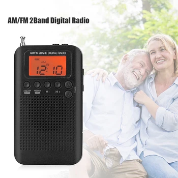 HRD-104 Taşınabilir AM FM Radyo Dijital Ekran Cep Radyo w / 40mm Sürücü Hoparlör