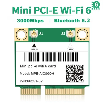 Wifi 6 Adaptörü 3000Mbps Bluetooth 5.2 AX3000HMW Çift bantlı Ağ 2.4 G / 5GHz Mini PCI-E Arayüzü Dizüstü Bilgisayar Hızlı Ağ Kartı