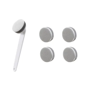Beyaz Sünger Temizleme Fırçası Uzun Saplı 4 Yedek Gri Fırça Kafası Aksesuarları Yemekleri Fırça Çıkarılabilir kullanımı kolay