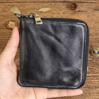 Hakiki deri cüzdan Retro Kısa Japon Sebze Tabaklanmış Yıkanmış Inek Derisi Kişiselleştirilmiş Moda erkek kart çantası Cüzdan
