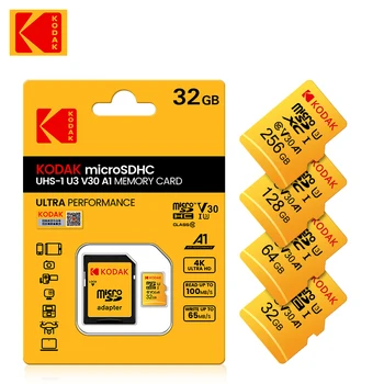 Kodak Mikro SD Kart 128GB 64GB 256GB 32GB Yüksek Hızlı Hafıza Kartı U3 A1 V30 Sınıf 10 SD TF Kart adaptörü ücretsiz kargo