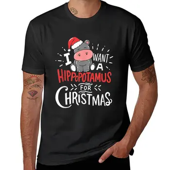 Istiyorum Bir Su Aygırı Noel Noel Hippo T-Shirt T-shirt bir erkek tees erkek beyaz t shirt