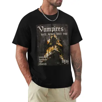 Vampirler Yanan Kilise T-Shirt anime vintage giyim komik t shirt erkek tişört