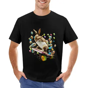 Mutlu paskalya tavşanı kaykay T-Shirt sarışın t shirt ağır t shirt erkekler için