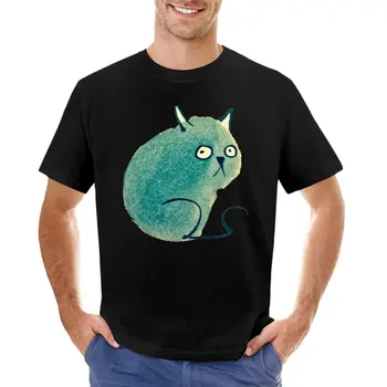 Mavi Kedi T-Shirt yaz üst vintage giyim slim fit t shirt erkekler için