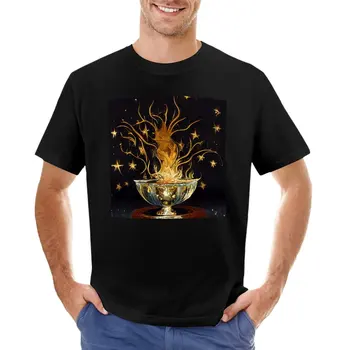 UU Altın Yıldız Yanan Kadeh T-Shirt siyahlar yeni baskı kawaii giyim gümrük tasarım kendi siyah erkek t-shirtleri