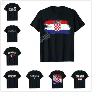 2022 Yaz Hırvat Bayrağı Hrvatska Gömlek Hırvatistan T-Shirt Harita Erkekler Kadınlar İçin T Shirt Pamuk Tees Tops