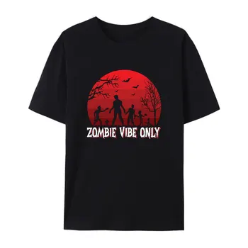 Zombi Vibe Sadece Cadılar Bayramı Tırnak Pamuklu T Shirt Erkek Kadın Kısa Kollu Rahat Rahat Gömlek Yaratıcı Hipster Streetwear