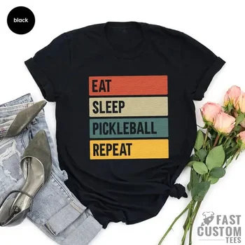 Komik Pickleball Gömlek, Yiyin Uyku Turşu Topu, Pickleball Oyuncu Hediye, Raketbol Tshirt, Paddleball Spor T-shirt, İçin Gömlek