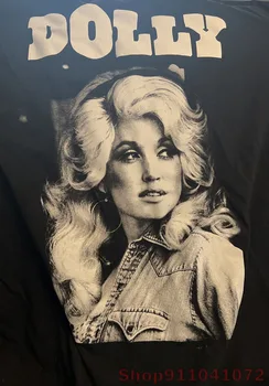Dolly Parton XL siyah tişört Mükemmel Durumda pamuk rahat Erkek t shirt kadın tee gömlek tops
