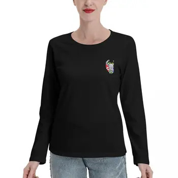 Siyah Mamba Anti Kaçak Avcılık Ünitesi Logo Uzun Kollu T - Shirt üstleri Kadın giyim Tee gömlek Bayan grafik t shirt