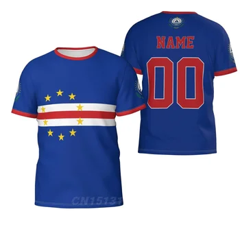Özel Ad Numarası Cape Verde Ülke Bayrağı T-Shirt Elbise T shirt Erkek Kadın Tees Tops Futbol Futbol Taraftarları Hediye ABD Boyutu