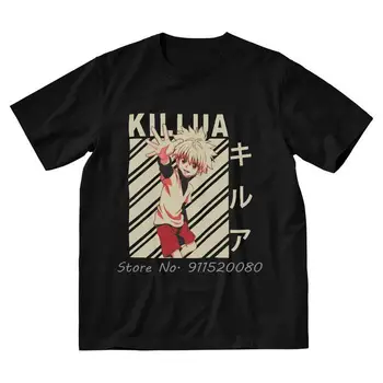 Komik Killua Zoldyck T Shirt Erkek Pamuk harajuku tişörtler Hxh Hunter X Hunter Tees Moda Tişörtleri Hediye Streetwear Harajuku