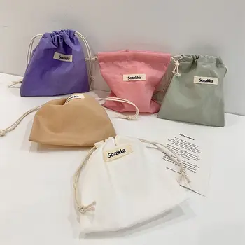 Oxford Kumaş Macaron İpli Çanta Uygun Düz Renk bozuk para cüzdanı Takı saklama çantası Çekme Halatı Çantası Kadın Kızlar Bayanlar