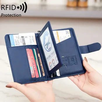Pasaport Kapağı PU Deri Erkek Kadın RFID Kısa İnce Seyahat Pasaport Tutucu Kredi kimlik kartı Tutucu Cüzdan Hediye Koruyucu Kılıf