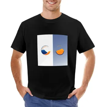 Minimalist Logo Tasarım Turuncu ve Mavi T-Shirt kore moda artı boyutu üstleri komik t shirt erkekler için