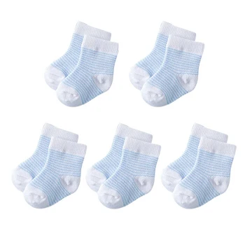 1 Pairs Setleri 0-6 M Bebek Mavi Çizgili Çorap