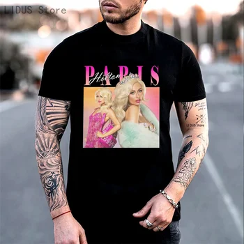 Pembe Paris Hilton T Shirt Unisex Retro Seksi Trend Popüler 90'LI Grafik T-Shirt %100 % pamuklu üst giyim Kadın Erkek Tişörtleri