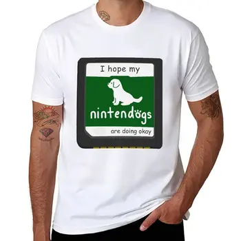Yeni Umarım Benim Nintendogs Tamam Yapıyor-yeşil tişört üstleri kısa tişört sevimli giysiler büyük boy t shirt erkek