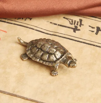 Pirinç Kaplumbağa Heykeli Masaüstü Süsler Vintage Pirinç Kaplumbağa Minyatür Figürler Oyuncak Modeli Ev Dekorasyon Aksesuarları