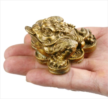 Feng Shui Ge Kai Yun Saf Bakır Altın Kurbağa Üç ayaklı Altın Kurbağa Hazine Cazibe Zanaat