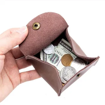1 ADET Mini Vintage inek derisi erkek bozuk para cüzdanı Fermuarlı bozuk para cüzdanı Retro Anahtarlık Küçük Para Çantası Para Değişimi bozuk para kesesi