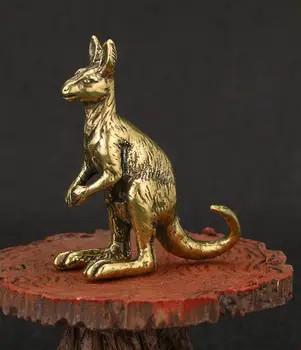 Vintage Pirinç Kanguru Figürler Minyatürleri Çay Evcil El Sanatları Masaüstü Küçük Süsler Hayvan Heykeli Ev Dekorları Aksesuarları Hediyeler