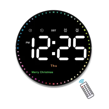 Dijital duvar saati ile Uzaktan, 10 İnç Renkli Dinamik LED Saat Ekran ile Zaman Tarih Sıcaklık Hafta