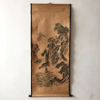Chen Hongrou'nun kültürel ve eğlence ortamlarında eski hat sanatı ve tabloyu içeren elle boyanmış bir manzara resmi