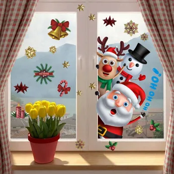 Noel Noel Baba Pencere Çıkartmaları Duvar Süsleri Noel Kolye Merry Christmas Ev Dekor İçin Yeni Yıl Çıkartmaları 2023