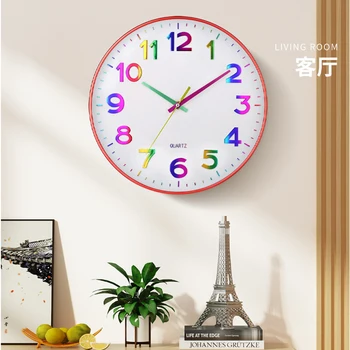 Reloj Pared Sessiz Renk duvar saatleri Yaratıcı Moda Boyutlu Dijital Saat Çocuklar İçin Ev Oturma Odası Horloge Murale