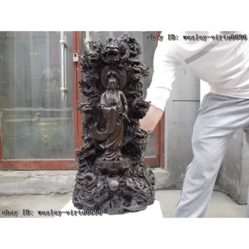 Budizm Tapınağı Bakır Bronz Dokuz Kwan-yin Guanyin Buda heykeli