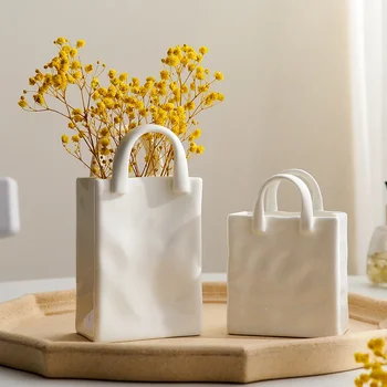 Iskandinav Ev Dekor Çanta Seramik Vazolar Çiçekler için Modern Oda Dekor Kurutulmuş Çiçek Vazo Aranjmanı Dekor Yaratıcı saksı