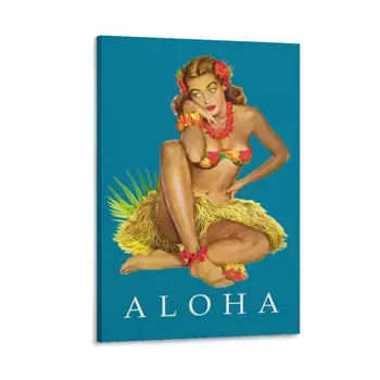 Hawaii'den Aloha-Orijinal Vintage seyahat Posteri Tuval Boyama seramik karo estetik odası odası süslemeleri estetik
