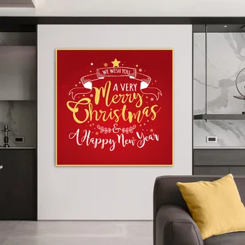 Merry Christmas Posterler Mutlu Yeni Yıl Tuval Resimleri duvar sanatı tuval baskılar Kırmızı Resim Oturma Odası Ev yılbaşı dekoru