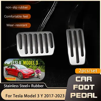 Araba pedalları Kapak Tesla Modeli 3 Y 2017 2018 2019 2020 2021 2022 2023 Aksesuarları Gaz Hızlandırıcı Fren İstirahat kaymaz Pedalı