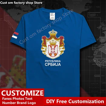 Sırbistan Sırp Sırplar Ücretsiz Özel Jersey Adı LOGOSU Pamuklu T-shirt Erkekler Kadınlar Yüksek Sokak Moda Hip Hop Gevşek günlük t-shirt